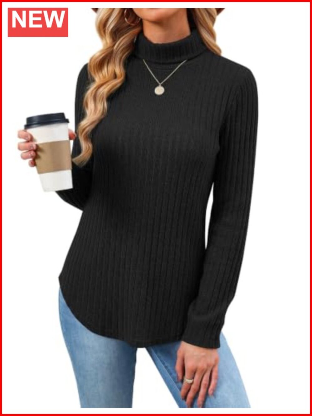 Turtleneck Tunic Sweater Women Long Sleeve Pullover Knit Top
